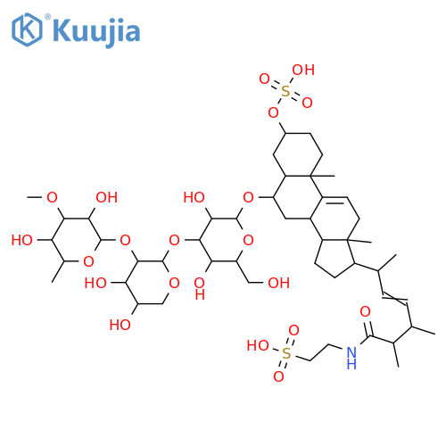3,6-Dihydroxyergosta-9(11),22-dien-26-oic acid; (3β,5α,6α,22E,24R,25R)-form, Taurine amide, 3-sulfate, 6-O-[6-deoxy-3-O-methyl-β-D-glucopyranosyl-(1→2)-β-D-xylopyranosyl-(1→3)-β-D-glucopyranoside] structure