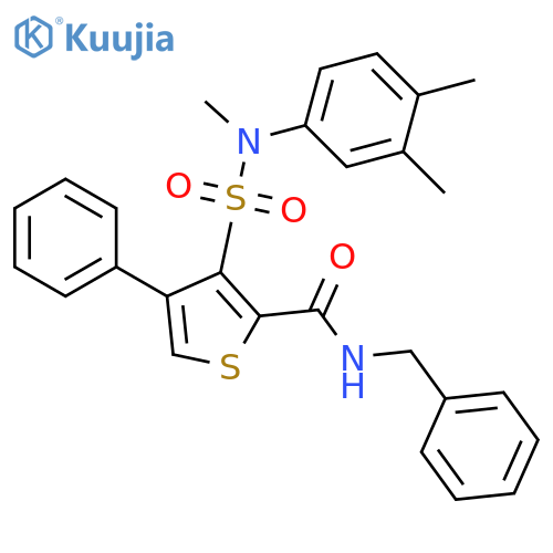 N-benzyl-3-[(3,4-dimethylphenyl)(methyl)sulfamoyl]-4-phenylthiophene-2-carboxamide structure