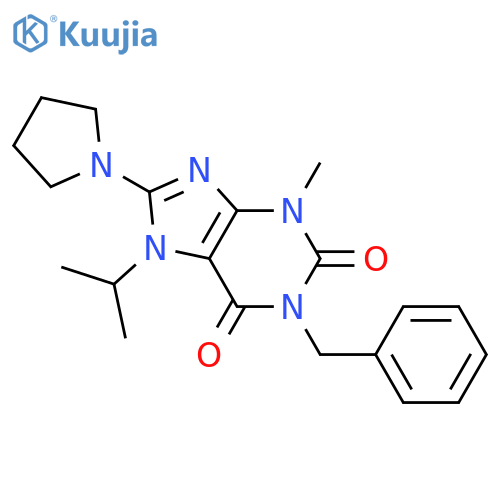 1-benzyl-3-methyl-7-(propan-2-yl)-8-(pyrrolidin-1-yl)-2,3,6,7-tetrahydro-1H-purine-2,6-dione structure