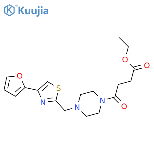 ethyl 4-(4-{4-(furan-2-yl)-1,3-thiazol-2-ylmethyl}piperazin-1-yl)-4-oxobutanoate structure
