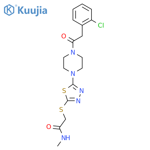 2-[(5-{4-[2-(2-chlorophenyl)acetyl]piperazin-1-yl}-1,3,4-thiadiazol-2-yl)sulfanyl]-N-methylacetamide structure
