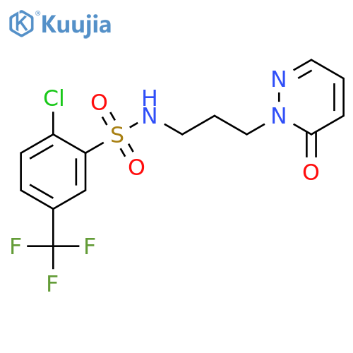 2-chloro-N-3-(6-oxo-1,6-dihydropyridazin-1-yl)propyl-5-(trifluoromethyl)benzene-1-sulfonamide structure