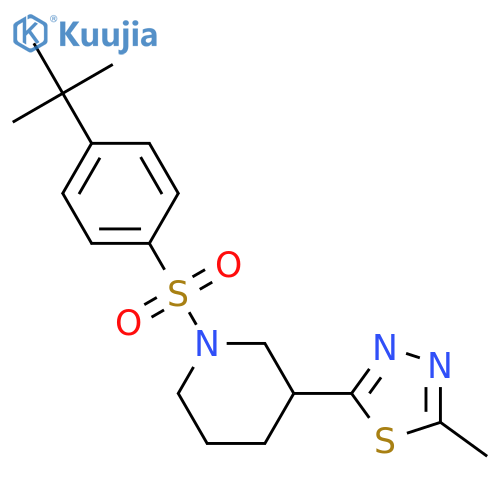 1-(4-tert-butylbenzenesulfonyl)-3-(5-methyl-1,3,4-thiadiazol-2-yl)piperidine structure