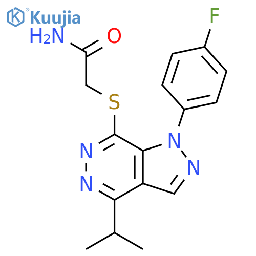 2-{[1-(4-fluorophenyl)-4-(propan-2-yl)-1H-pyrazolo[3,4-d]pyridazin-7-yl]sulfanyl}acetamide structure