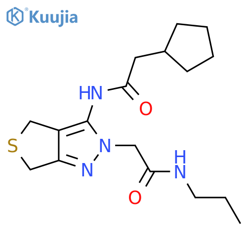 2-3-(2-cyclopentylacetamido)-2H,4H,6H-thieno3,4-cpyrazol-2-yl-N-propylacetamide structure