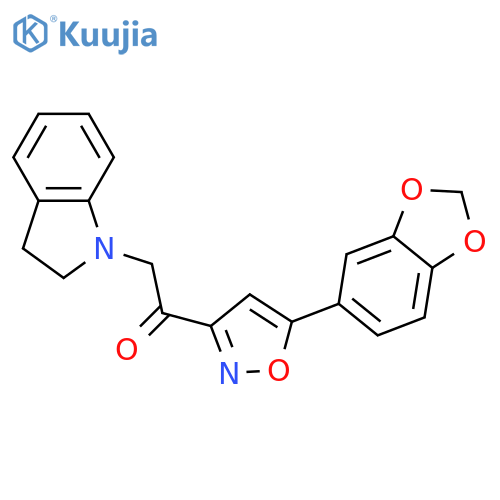 2-5-(2H-1,3-benzodioxol-5-yl)-1,2-oxazol-3-yl-1-(2,3-dihydro-1H-indol-1-yl)ethan-1-one structure