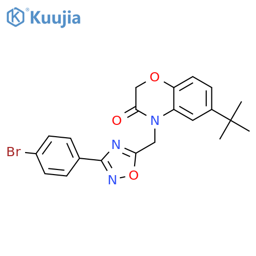 4-{[3-(4-bromophenyl)-1,2,4-oxadiazol-5-yl]methyl}-6-tert-butyl-3,4-dihydro-2H-1,4-benzoxazin-3-one structure