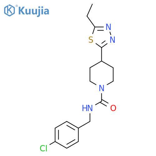 N-[(4-chlorophenyl)methyl]-4-(5-ethyl-1,3,4-thiadiazol-2-yl)piperidine-1-carboxamide structure