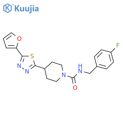 N-(4-fluorophenyl)methyl-4-5-(furan-2-yl)-1,3,4-thiadiazol-2-ylpiperidine-1-carboxamide structure