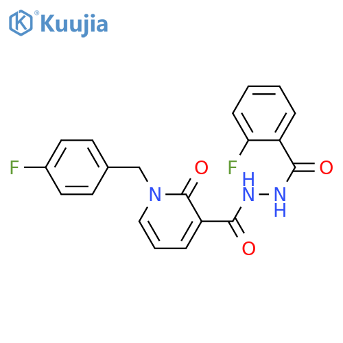 2-fluoro-N'-{1-[(4-fluorophenyl)methyl]-2-oxo-1,2-dihydropyridine-3-carbonyl}benzohydrazide structure