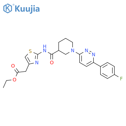 ethyl 2-(2-{1-6-(4-fluorophenyl)pyridazin-3-ylpiperidine-3-amido}-1,3-thiazol-4-yl)acetate structure