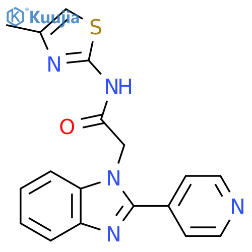 N-(4-methyl-1,3-thiazol-2-yl)-2-2-(pyridin-4-yl)-1H-1,3-benzodiazol-1-ylacetamide structure