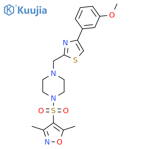 1-(3,5-dimethyl-1,2-oxazol-4-yl)sulfonyl-4-{4-(3-methoxyphenyl)-1,3-thiazol-2-ylmethyl}piperazine structure