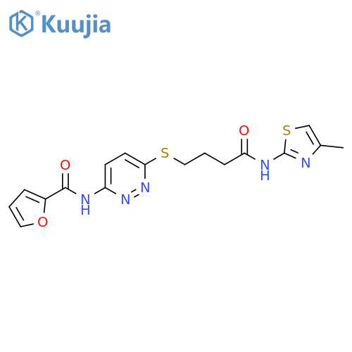 N-6-({3-(4-methyl-1,3-thiazol-2-yl)carbamoylpropyl}sulfanyl)pyridazin-3-ylfuran-2-carboxamide structure