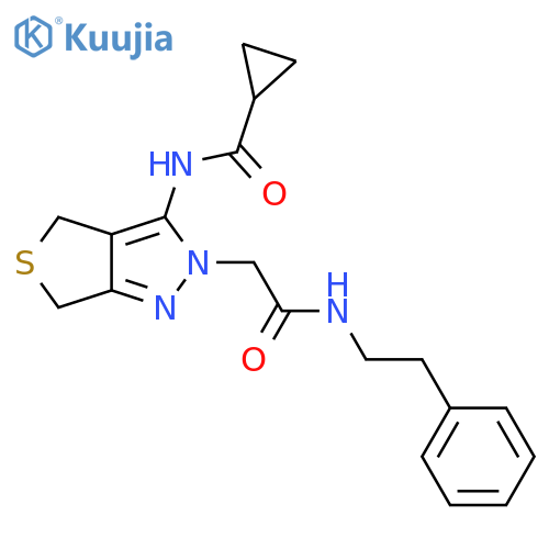 N-(2-{[(2-phenylethyl)carbamoyl]methyl}-2H,4H,6H-thieno[3,4-c]pyrazol-3-yl)cyclopropanecarboxamide structure