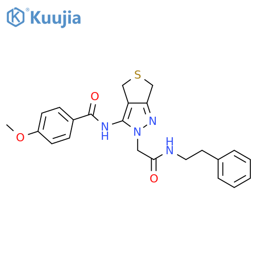 4-methoxy-N-(2-{[(2-phenylethyl)carbamoyl]methyl}-2H,4H,6H-thieno[3,4-c]pyrazol-3-yl)benzamide structure