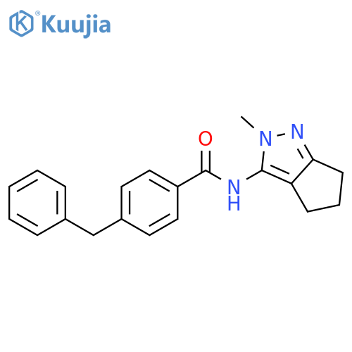 4-benzyl-N-{2-methyl-2H,4H,5H,6H-cyclopentacpyrazol-3-yl}benzamide structure