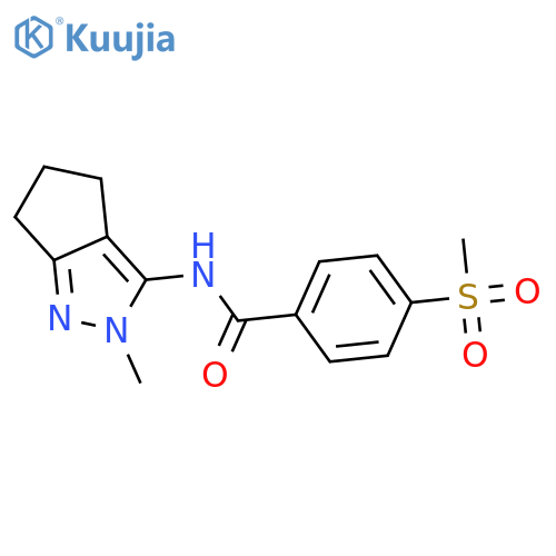 4-methanesulfonyl-N-{2-methyl-2H,4H,5H,6H-cyclopenta[c]pyrazol-3-yl}benzamide structure