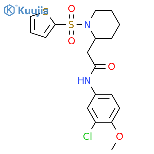 N-(3-chloro-4-methoxyphenyl)-2-1-(thiophene-2-sulfonyl)piperidin-2-ylacetamide structure