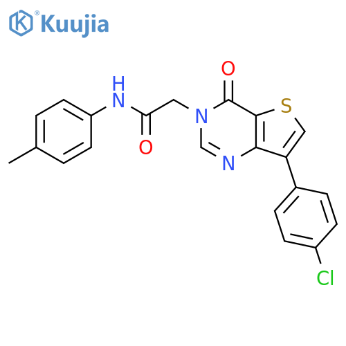 2-[7-(4-chlorophenyl)-4-oxo-3H,4H-thieno[3,2-d]pyrimidin-3-yl]-N-(4-methylphenyl)acetamide structure