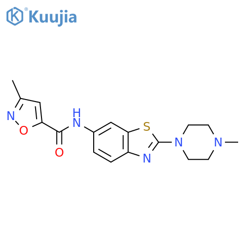 3-methyl-N-2-(4-methylpiperazin-1-yl)-1,3-benzothiazol-6-yl-1,2-oxazole-5-carboxamide structure