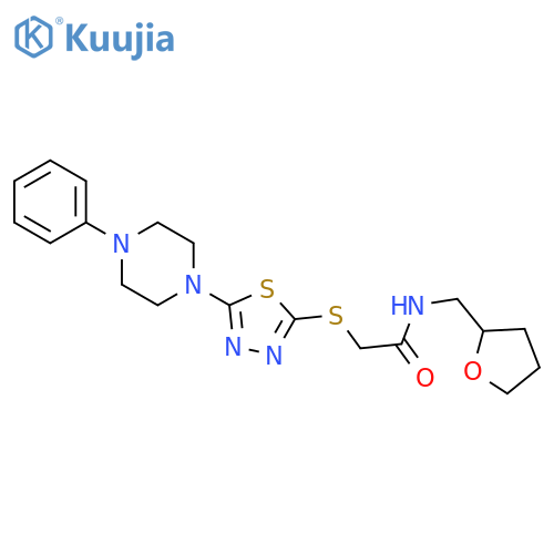 N-[(oxolan-2-yl)methyl]-2-{[5-(4-phenylpiperazin-1-yl)-1,3,4-thiadiazol-2-yl]sulfanyl}acetamide structure