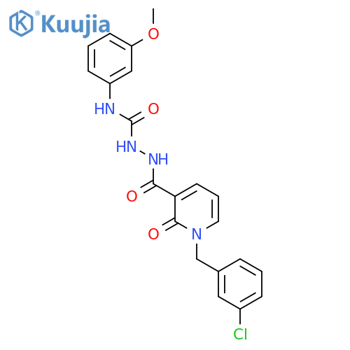 1-(3-chlorophenyl)methyl-N-{(3-methoxyphenyl)carbamoylamino}-2-oxo-1,2-dihydropyridine-3-carboxamide structure