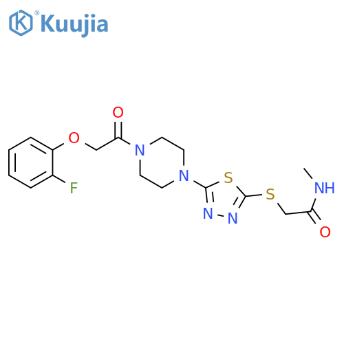 2-(5-{4-2-(2-fluorophenoxy)acetylpiperazin-1-yl}-1,3,4-thiadiazol-2-yl)sulfanyl-N-methylacetamide structure