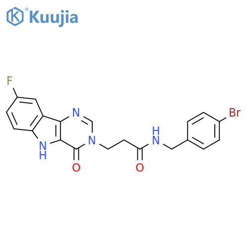 N-[(4-bromophenyl)methyl]-3-{8-fluoro-4-oxo-3H,4H,5H-pyrimido[5,4-b]indol-3-yl}propanamide structure