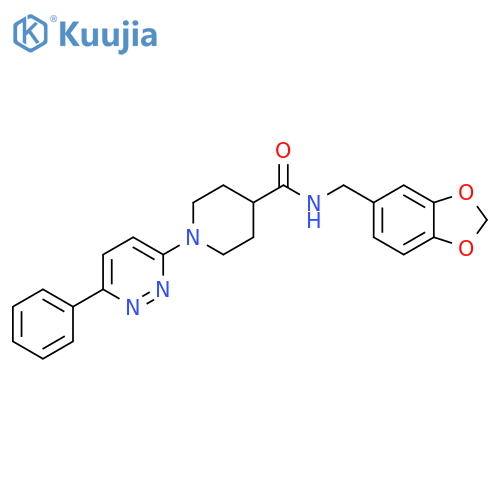 N-(2H-1,3-benzodioxol-5-yl)methyl-1-(6-phenylpyridazin-3-yl)piperidine-4-carboxamide structure