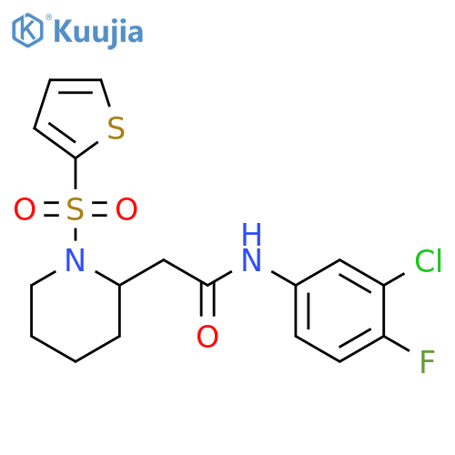 N-(3-chloro-4-fluorophenyl)-2-[1-(thiophene-2-sulfonyl)piperidin-2-yl]acetamide structure