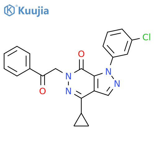 1-(3-chlorophenyl)-4-cyclopropyl-6-(2-oxo-2-phenylethyl)-1H,6H,7H-pyrazolo[3,4-d]pyridazin-7-one structure