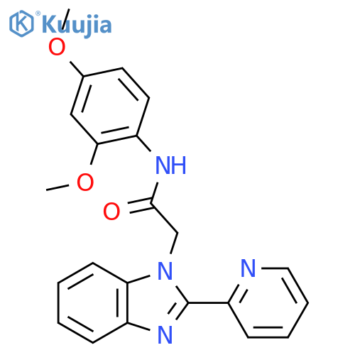 N-(2,4-dimethoxyphenyl)-2-2-(pyridin-2-yl)-1H-1,3-benzodiazol-1-ylacetamide structure