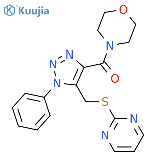 4-{1-phenyl-5-[(pyrimidin-2-ylsulfanyl)methyl]-1H-1,2,3-triazole-4-carbonyl}morpholine structure