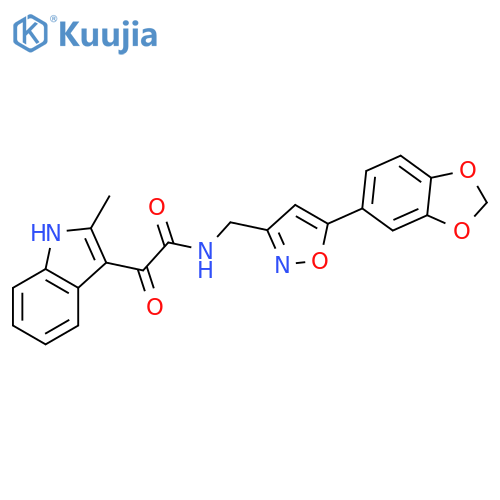 N-{[5-(2H-1,3-benzodioxol-5-yl)-1,2-oxazol-3-yl]methyl}-2-(2-methyl-1H-indol-3-yl)-2-oxoacetamide structure