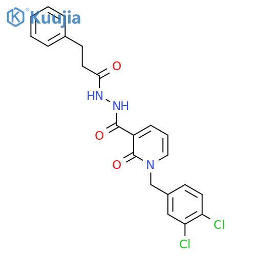 N'-{1-[(3,4-dichlorophenyl)methyl]-2-oxo-1,2-dihydropyridine-3-carbonyl}-3-phenylpropanehydrazide structure