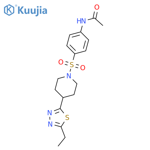 N-(4-{4-(5-ethyl-1,3,4-thiadiazol-2-yl)piperidin-1-ylsulfonyl}phenyl)acetamide structure