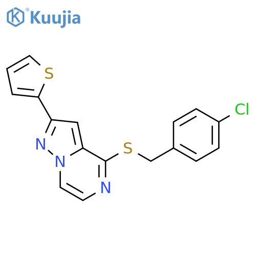 4-{[(4-chlorophenyl)methyl]sulfanyl}-2-(thiophen-2-yl)pyrazolo[1,5-a]pyrazine structure