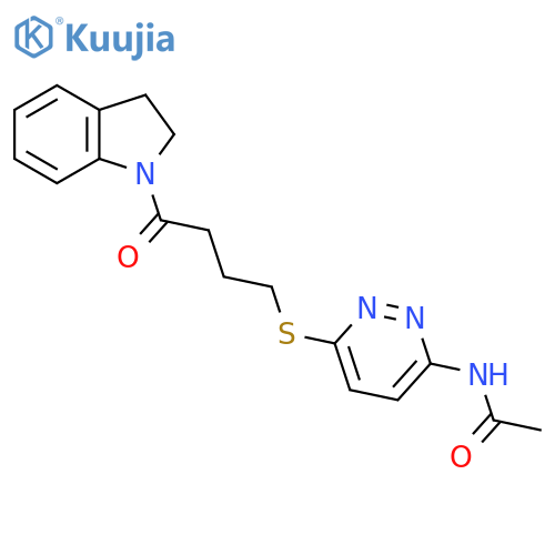 N-(6-{4-(2,3-dihydro-1H-indol-1-yl)-4-oxobutylsulfanyl}pyridazin-3-yl)acetamide structure