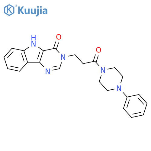 3-[3-oxo-3-(4-phenylpiperazin-1-yl)propyl]-3H,4H,5H-pyrimido[5,4-b]indol-4-one structure