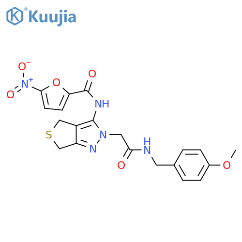 N-2-({(4-methoxyphenyl)methylcarbamoyl}methyl)-2H,4H,6H-thieno3,4-cpyrazol-3-yl-5-nitrofuran-2-carboxamide structure