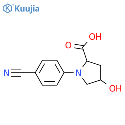 1-(4-cyanophenyl)-4-hydroxypyrrolidine-2-carboxylic acid structure