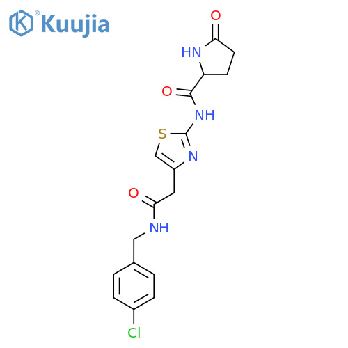 N-4-({(4-chlorophenyl)methylcarbamoyl}methyl)-1,3-thiazol-2-yl-5-oxopyrrolidine-2-carboxamide structure