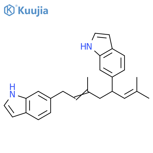 1H-Indole,6,6'-[3-methyl-5-(2-methyl-1-propenyl)-2-pentene-1,5-diyl]bis- (9CI) structure