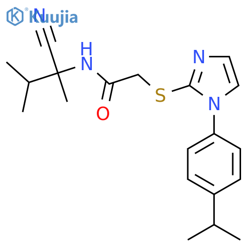 N-(1-cyano-1,2-dimethylpropyl)-2-({1-[4-(propan-2-yl)phenyl]-1H-imidazol-2-yl}sulfanyl)acetamide structure