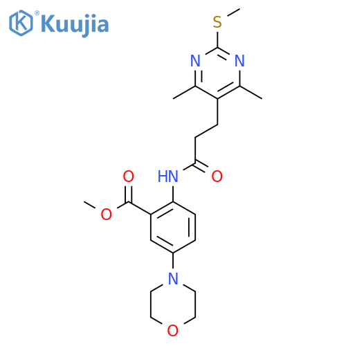 Methyl 2-{3-[4,6-dimethyl-2-(methylsulfanyl)pyrimidin-5-yl]propanamido}-5-(morpholin-4-yl)benzoate structure