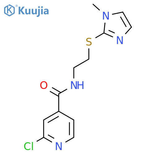 2-chloro-N-{2-(1-methyl-1H-imidazol-2-yl)sulfanylethyl}pyridine-4-carboxamide structure