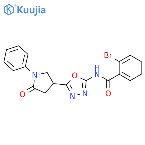 2-bromo-N-[5-(5-oxo-1-phenylpyrrolidin-3-yl)-1,3,4-oxadiazol-2-yl]benzamide structure