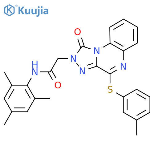 2-{4-[(3-methylphenyl)sulfanyl]-1-oxo-1H,2H-[1,2,4]triazolo[4,3-a]quinoxalin-2-yl}-N-(2,4,6-trimethylphenyl)acetamide structure