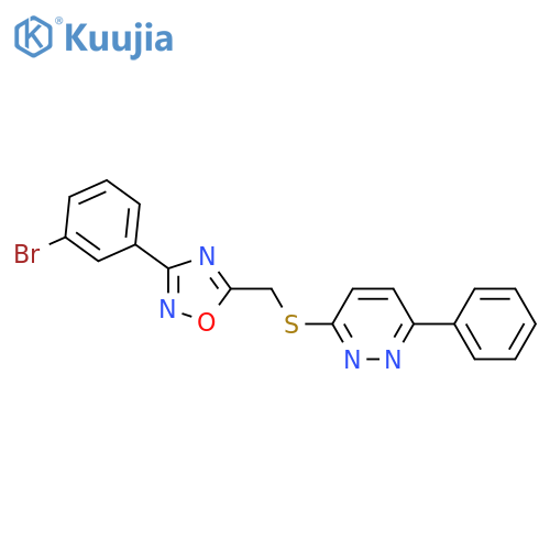 3-({[3-(3-bromophenyl)-1,2,4-oxadiazol-5-yl]methyl}sulfanyl)-6-phenylpyridazine structure